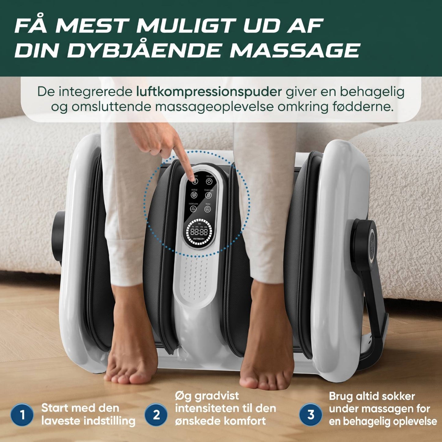 InstockSneakerStore Fodmassager – Shiatsu Massage med Varme, Luftkompression og 6 Intensitetsniveauer