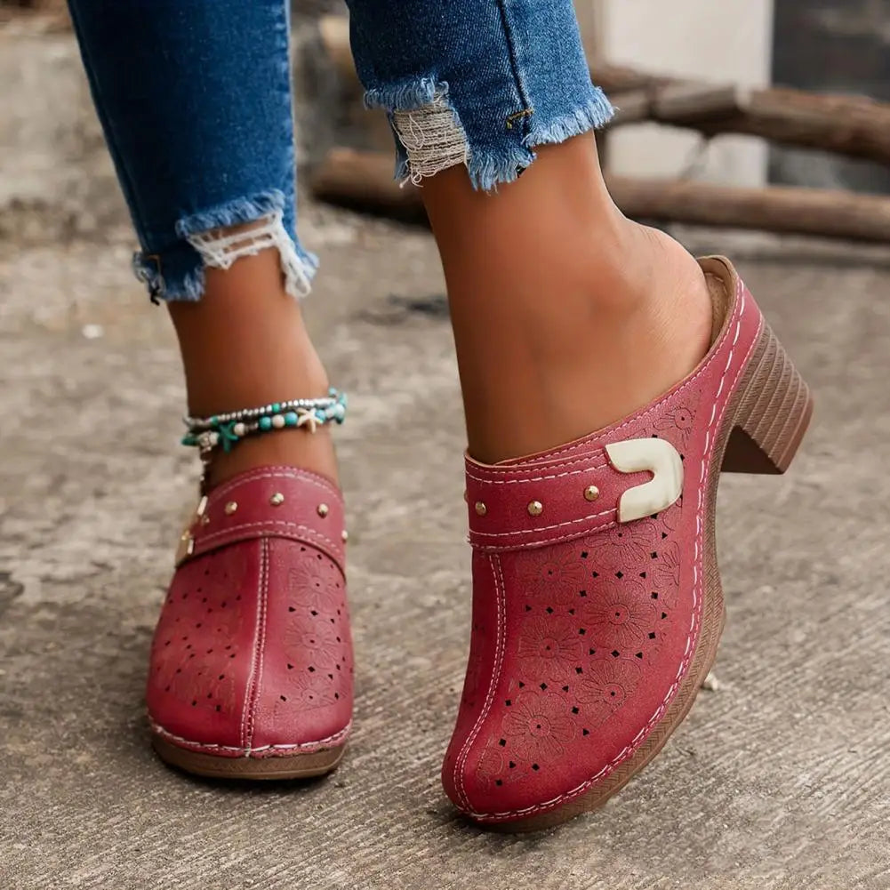 Chunky platform slip-on sandaler med lukket tå til kvinder