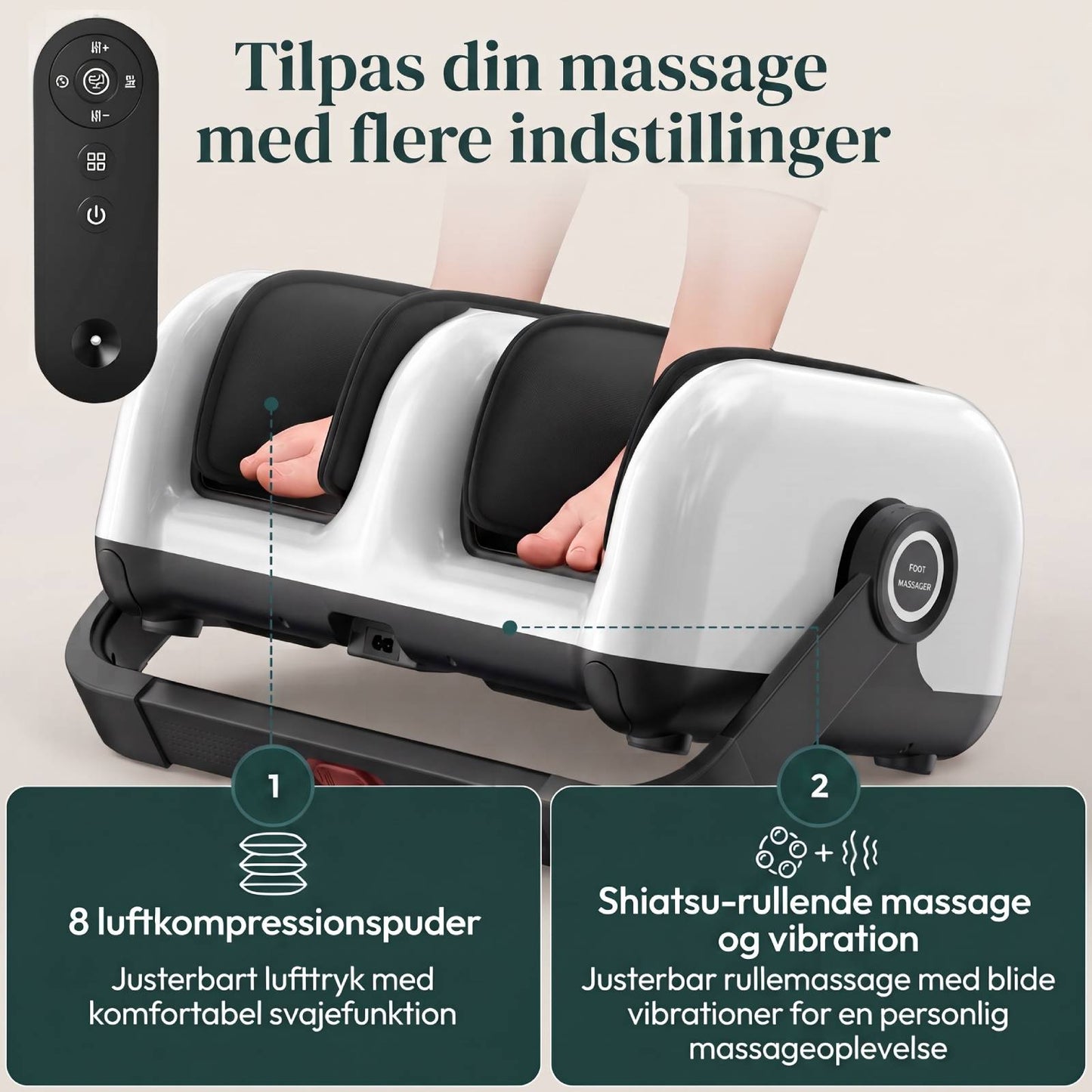 InstockSneakerStore Fodmassager – Shiatsu Massage med Varme, Luftkompression og 6 Intensitetsniveauer
