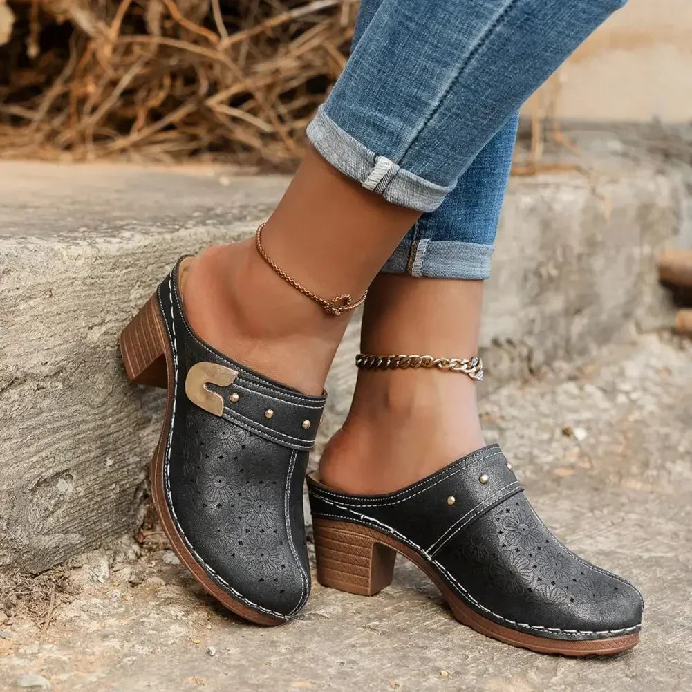 Chunky platform slip-on sandaler med lukket tå til kvinder