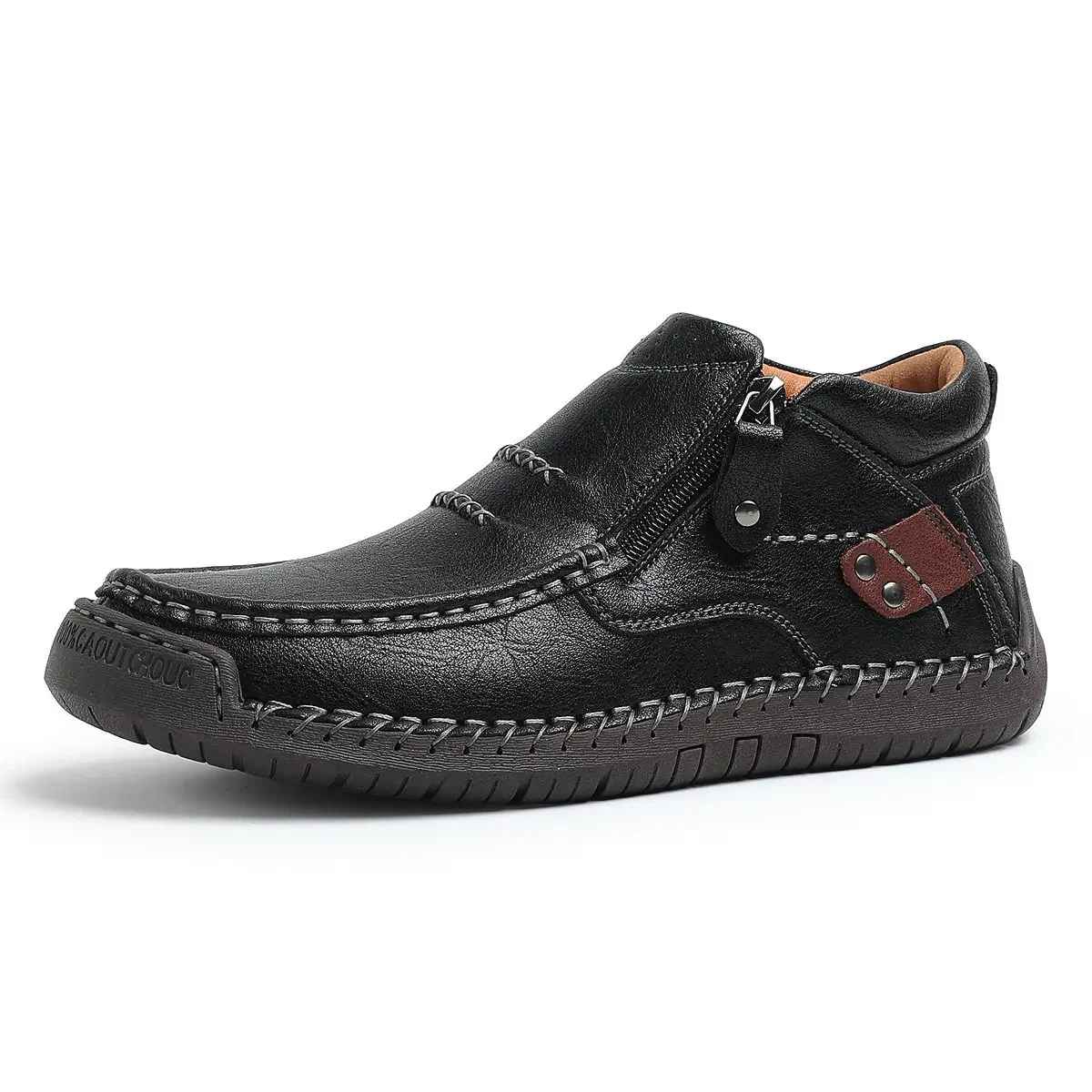 Retro-elegante slip-on herrestøvler i læderstil