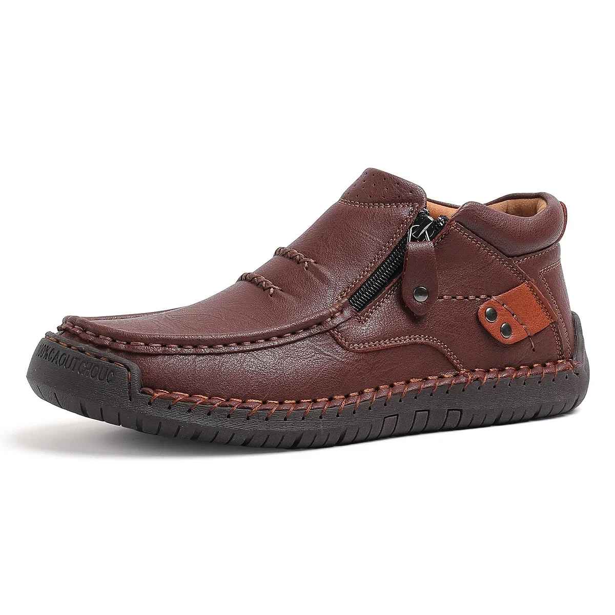 Retro-elegante slip-on herrestøvler i læderstil