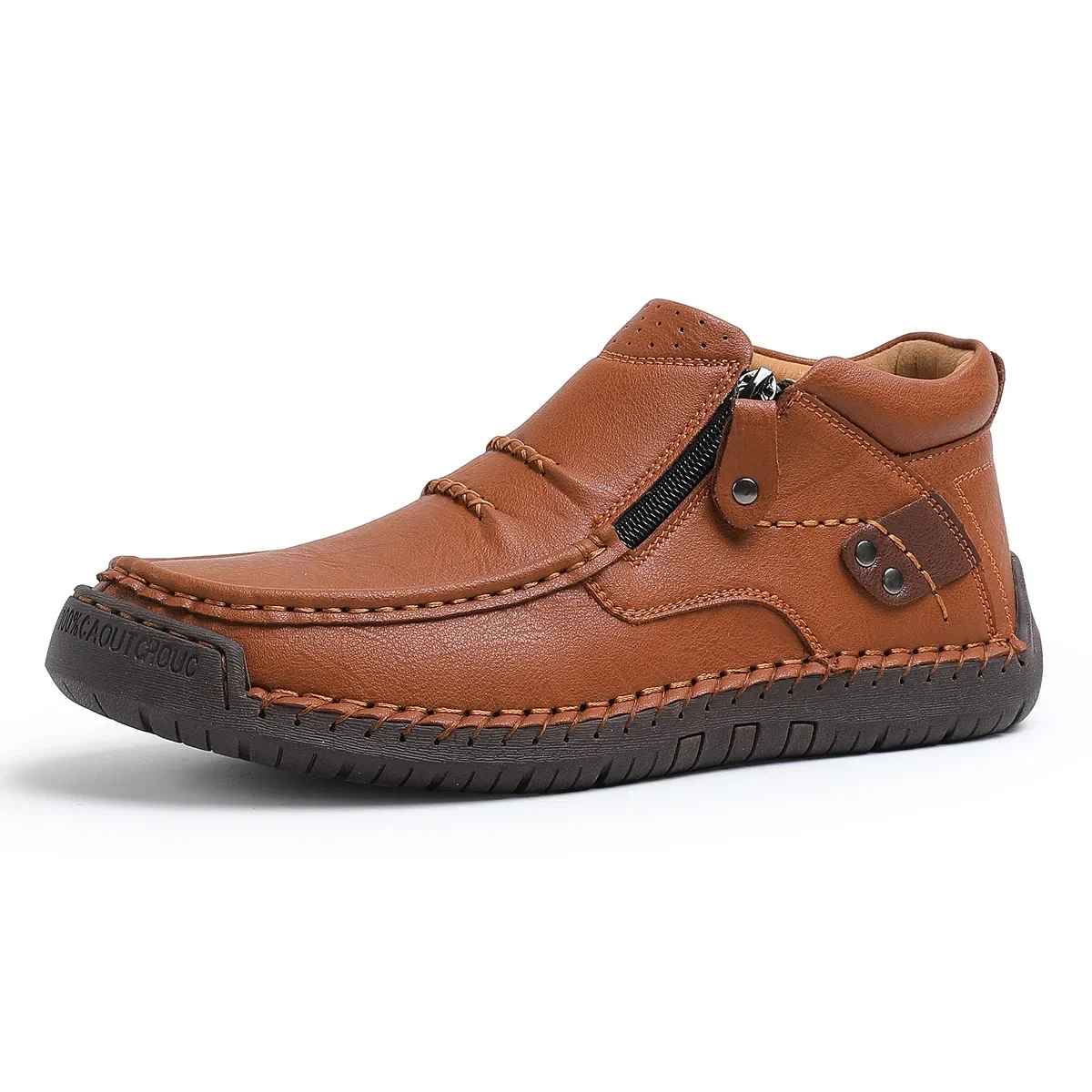 Retro-elegante slip-on herrestøvler i læderstil
