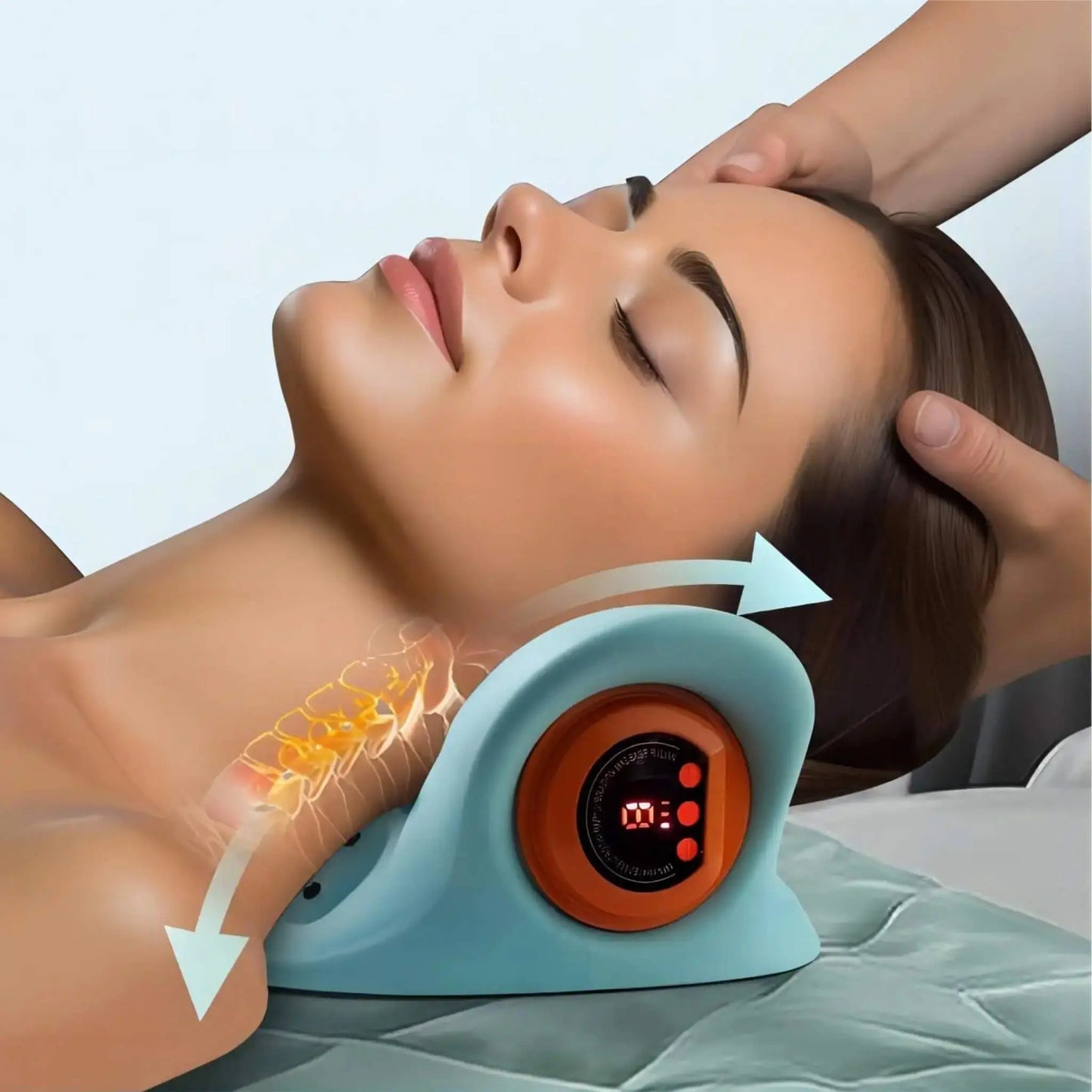 Elektrisk Nakkemassager med EMS, Varme og Vibration – Genopladelig Cervikal Massagepude til Afslapning