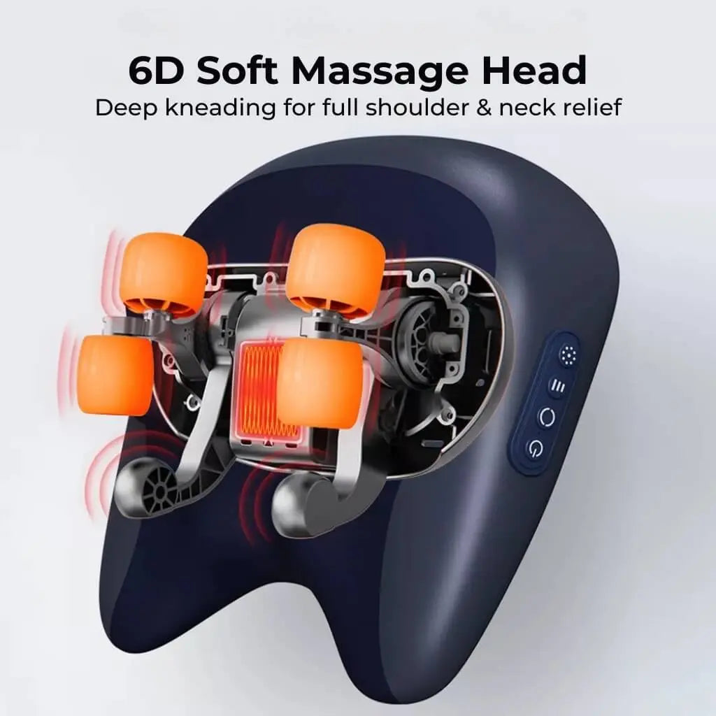 Trådløs Shiatsu Massagepude med Varme – Genopladelig Nakkemassager til Nakke, Skuldre, Ryg og Ben