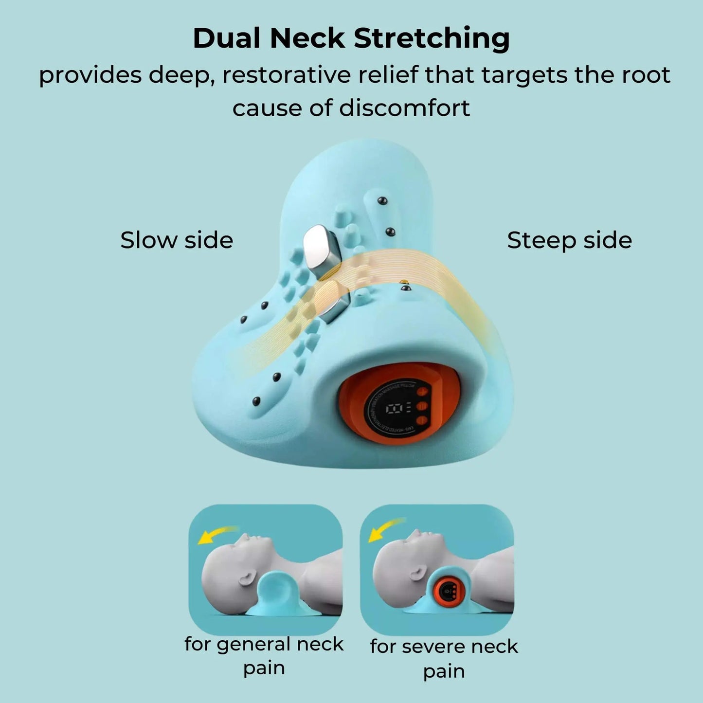 Elektrisk Nakkemassager med EMS, Varme og Vibration – Genopladelig Cervikal Massagepude til Afslapning