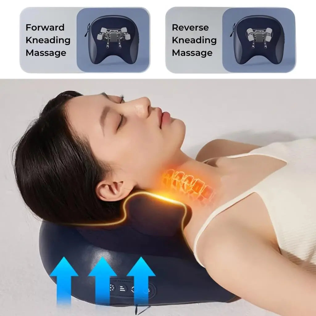 Trådløs Shiatsu Massagepude med Varme – Genopladelig Nakkemassager til Nakke, Skuldre, Ryg og Ben