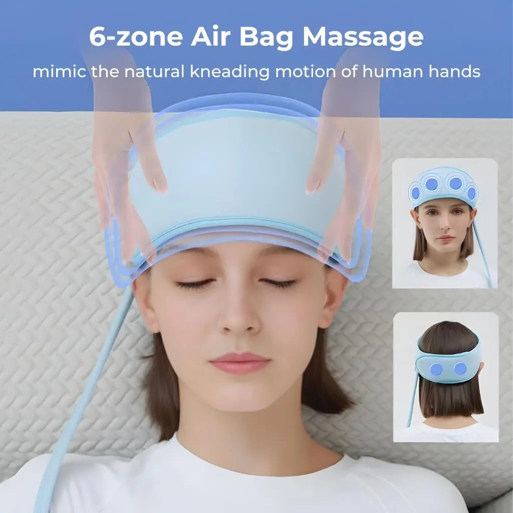 Elektrisk Hovedmassager med Varme og Lufttryk – Genopladelig Hoved- og Hovedbundsmassage til Afslapning