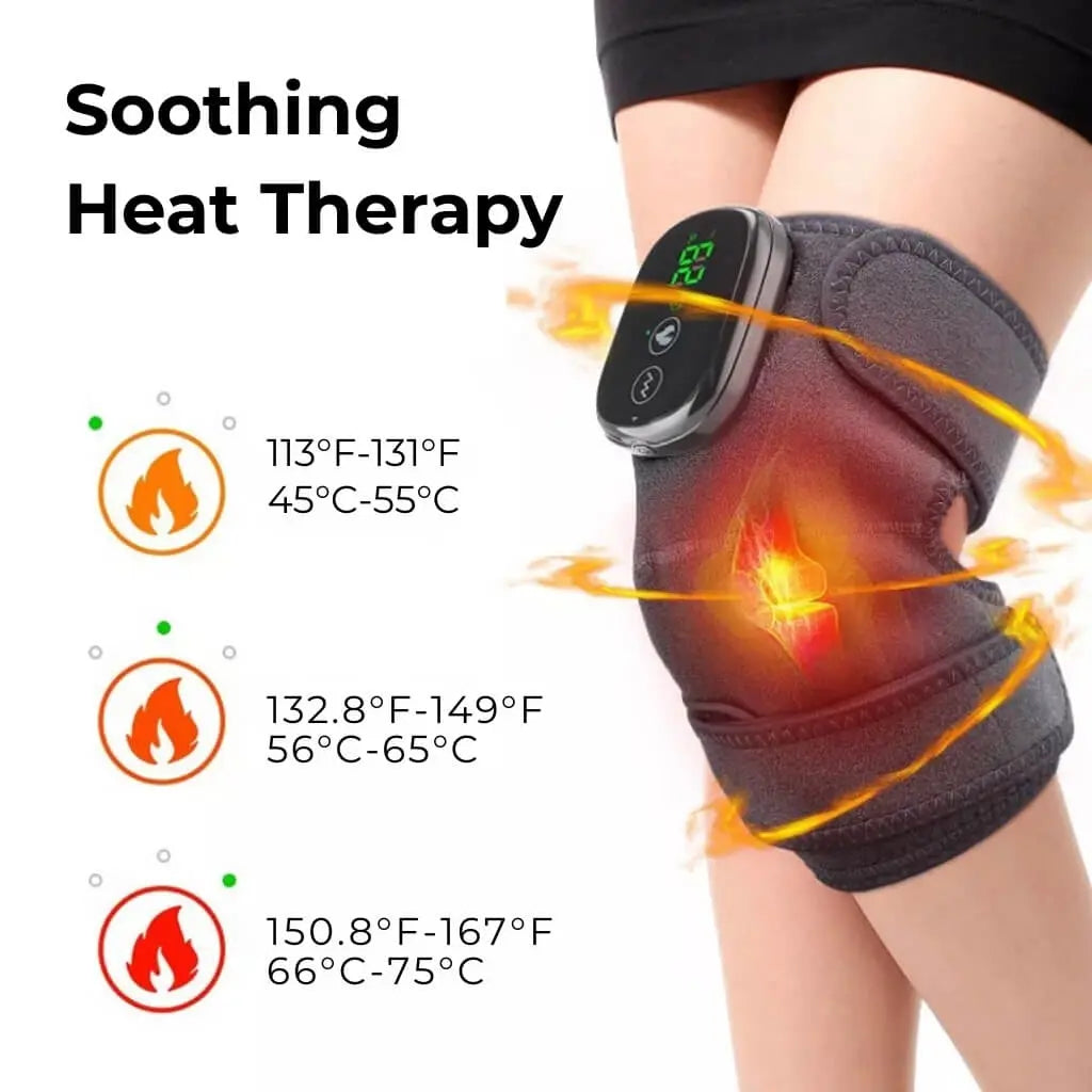 Elektrisk Knæbandage med Varme og Vibration – Genopladelig Knæmassager til Komfort og Afslapning