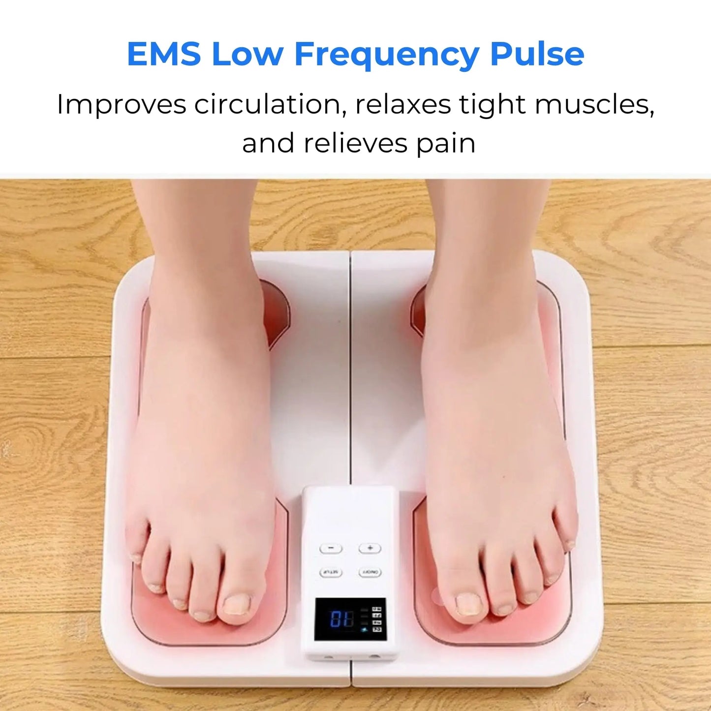 EMS Fodmassagemåtte med Varme – Elektrisk Puls Massage til Fødder og Ben med TENS/EMS Teknologi