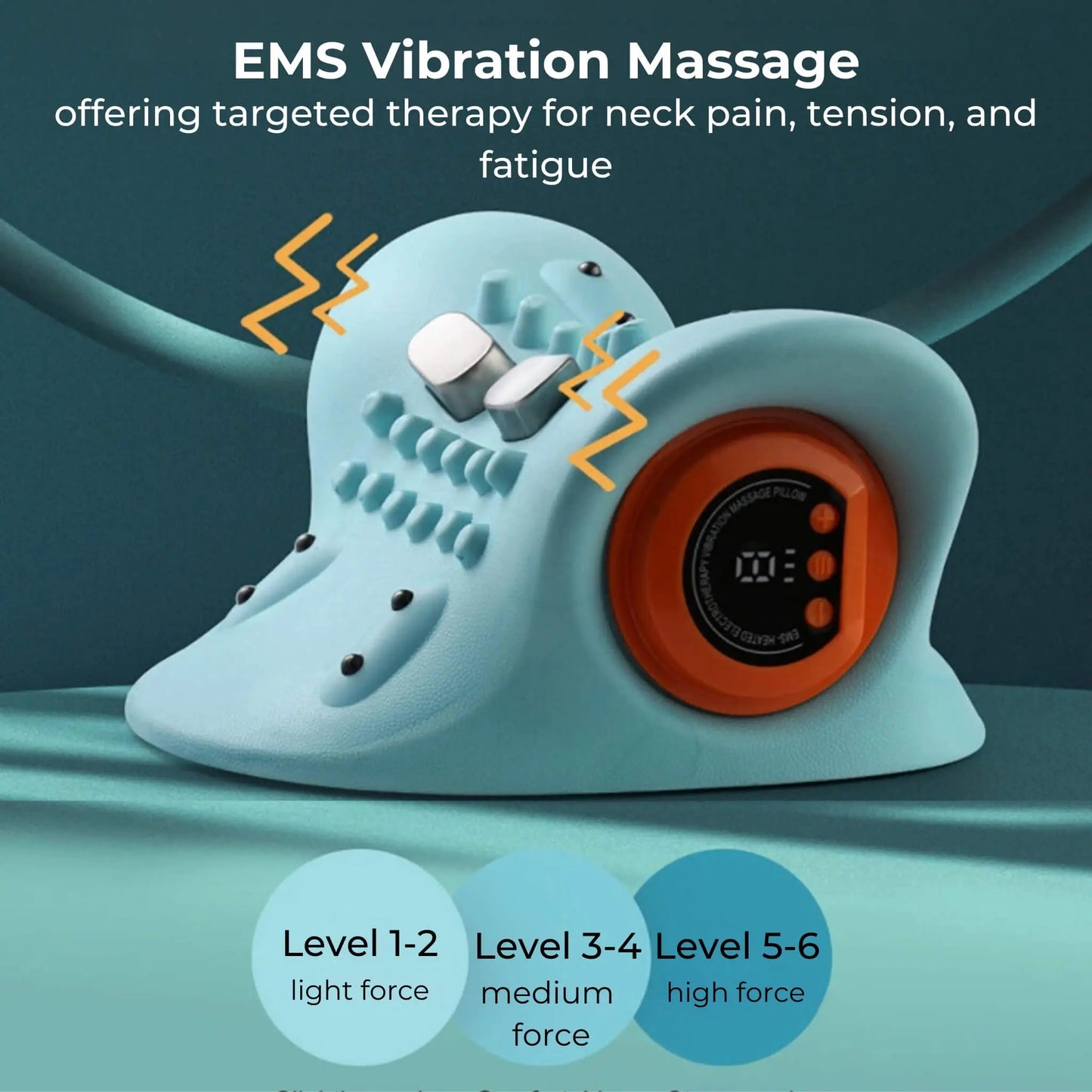 Elektrisk Nakkemassager med EMS, Varme og Vibration – Genopladelig Cervikal Massagepude til Afslapning