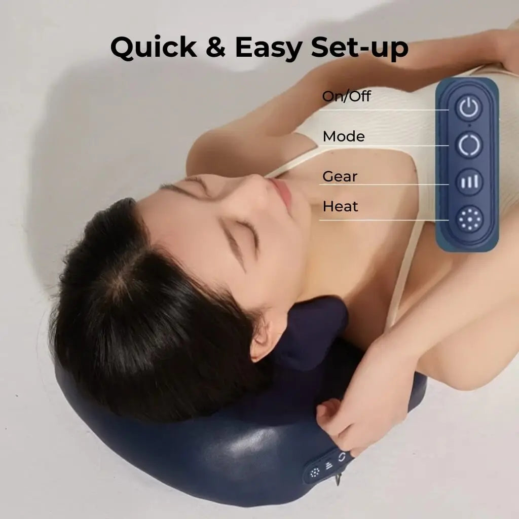 Trådløs Shiatsu Massagepude med Varme – Genopladelig Nakkemassager til Nakke, Skuldre, Ryg og Ben