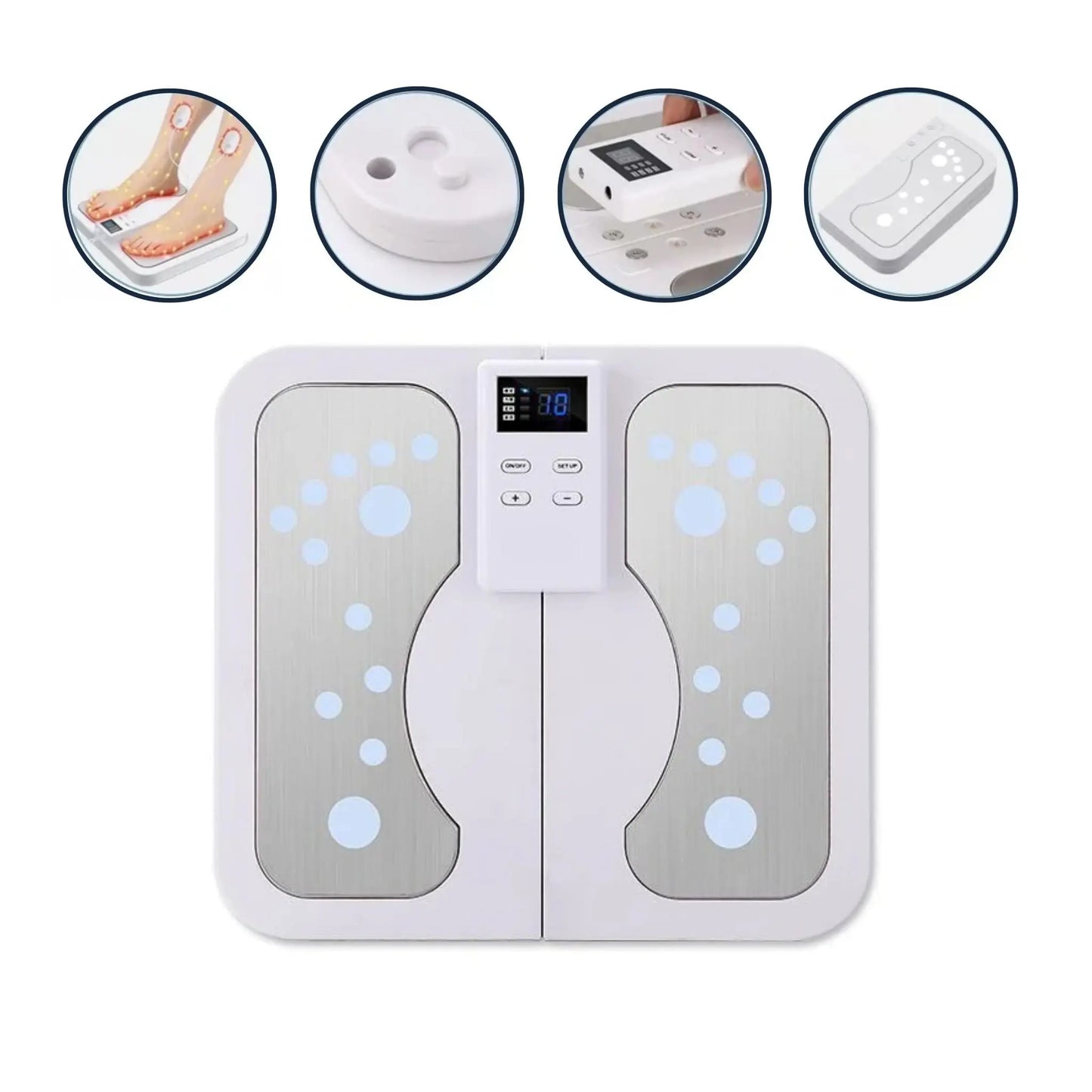 EMS Fodmassagemåtte med Varme – Elektrisk Puls Massage til Fødder og Ben med TENS/EMS Teknologi
