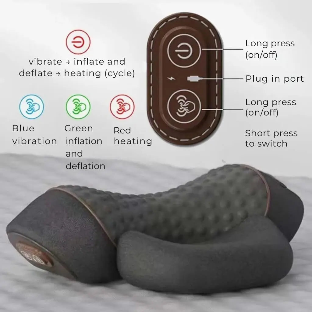 Elektrisk Nakkemassagepude med Varme og Vibration – Cervikal Støttepude til Afslapning og Komfort