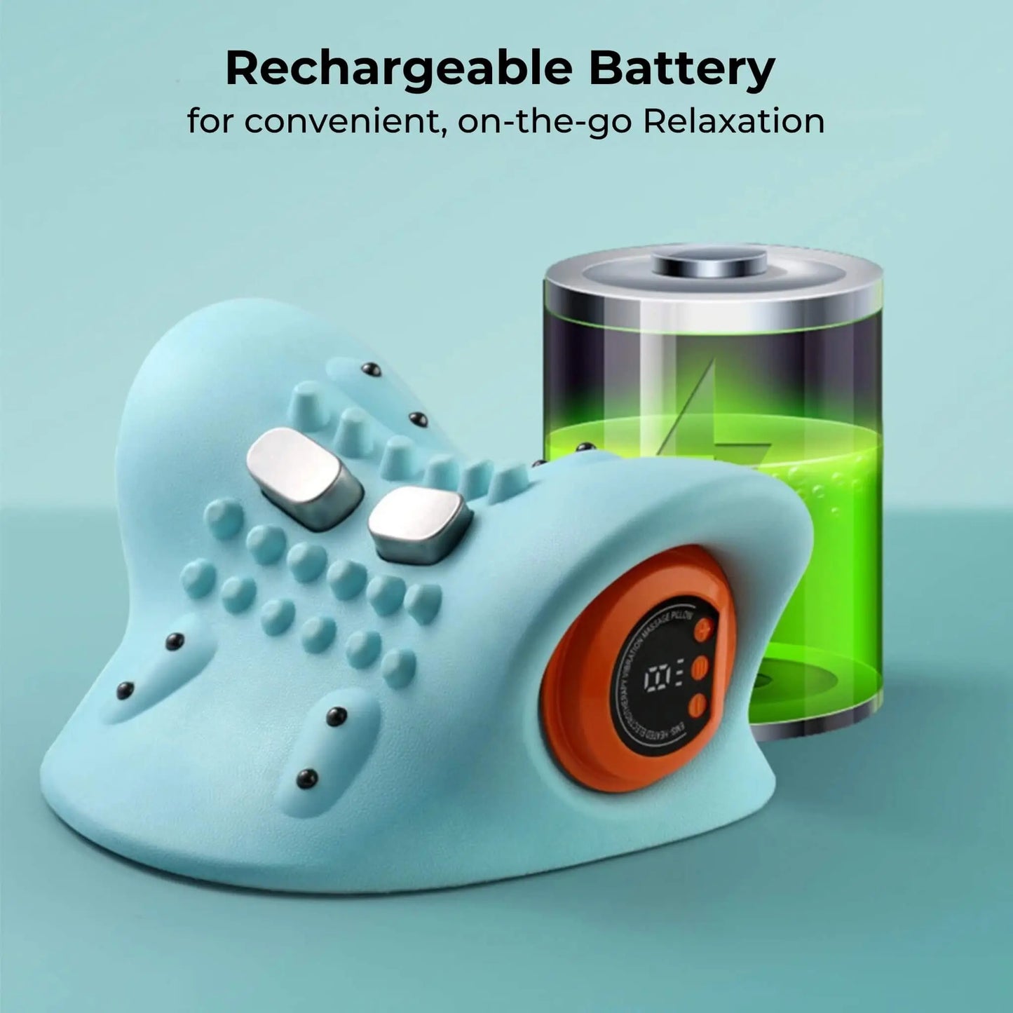 Elektrisk Nakkemassager med EMS, Varme og Vibration – Genopladelig Cervikal Massagepude til Afslapning