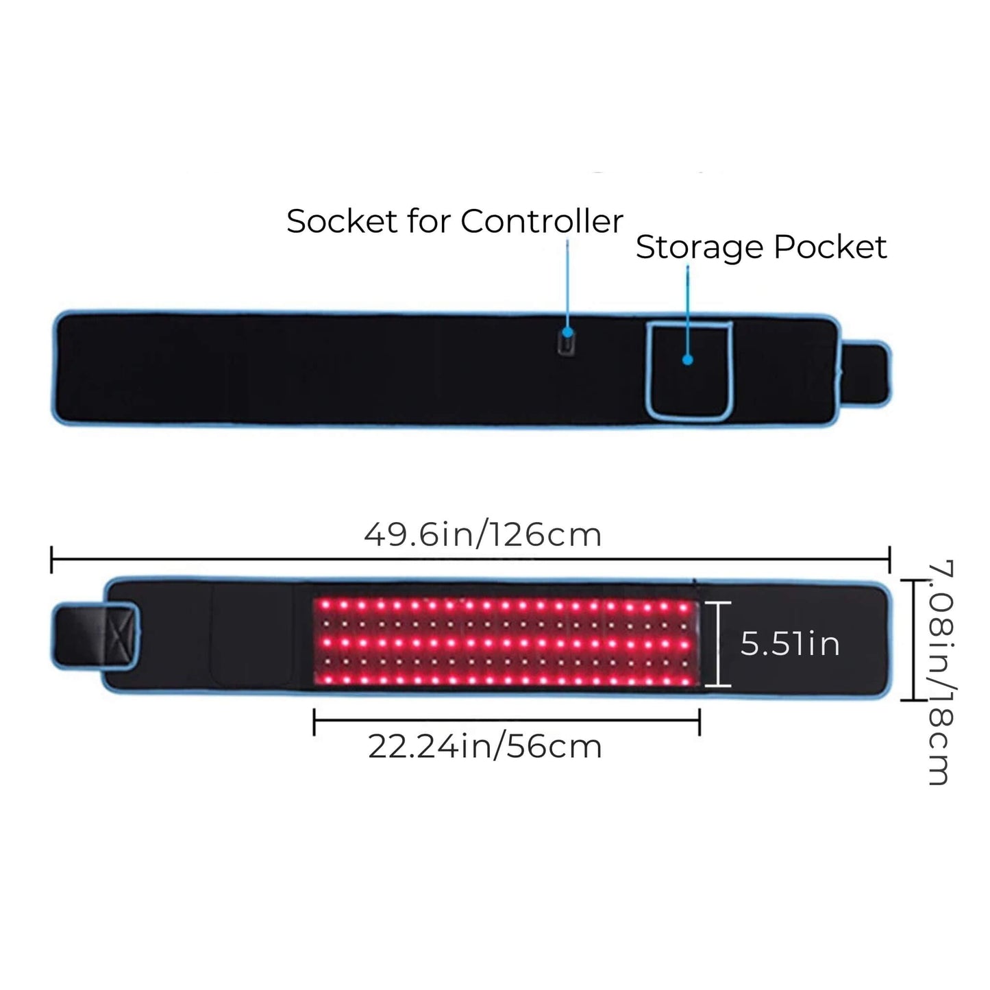 Rødlysterapi Bælte med 660nm og 850nm LED – Fleksibel Lysterapi Wrap til Krop og Afslapning