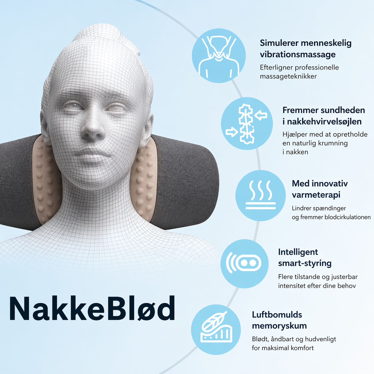 NakkeBlød – Elektrisk pude til afslapning af nakken