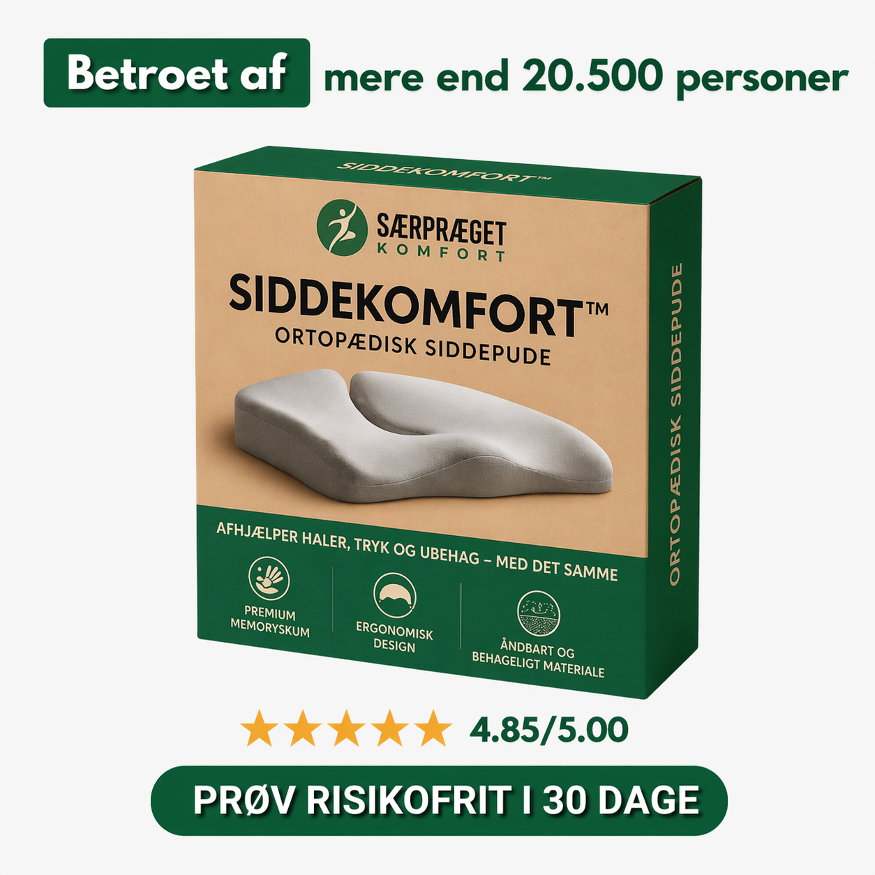 SiddeKomfort – Komfortabel siddestøtte til ryg og hofte