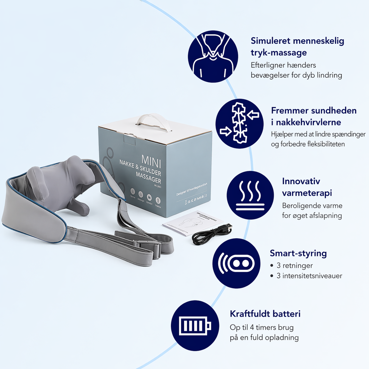 SmartNakke – Elektrisk massage med varme til nakken