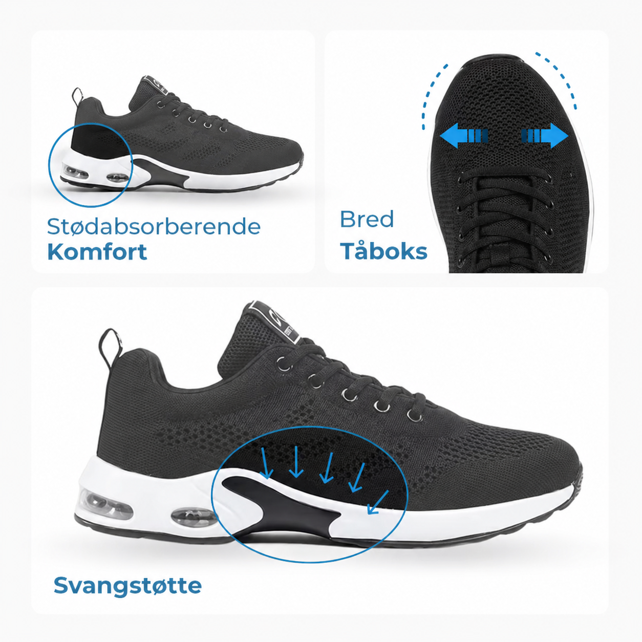 Komfortsko Rød – Let Sko med Stødabsorberende Sål, Åndbart Design og Skridsikker Ydersål