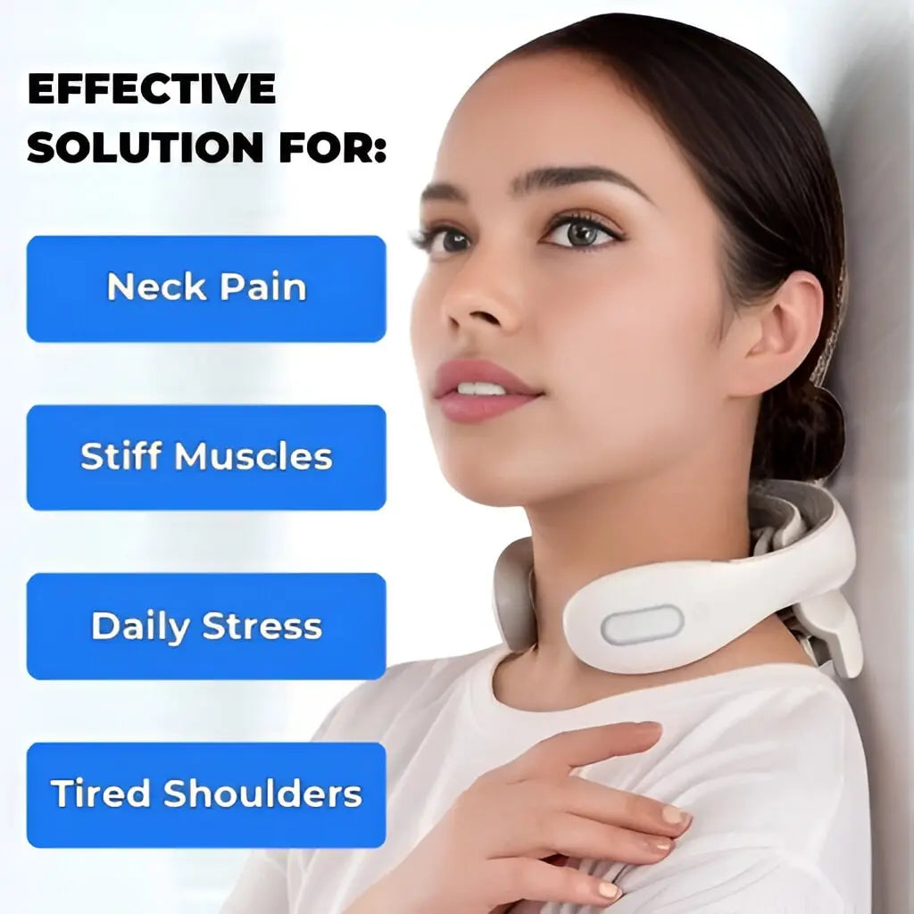 Elektrisk Nakkemassager med TENS, Varme og Vibration – Genopladelig Massageenhed til Nakke og Skuldre