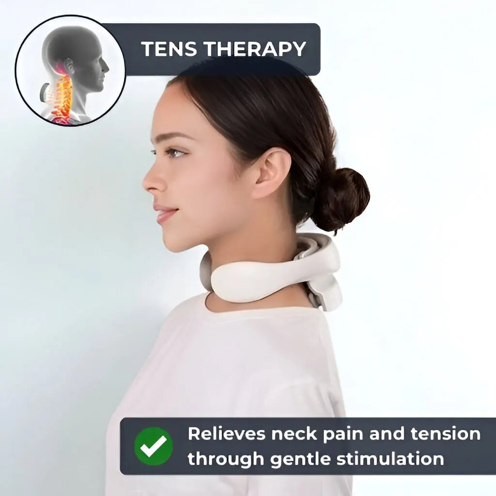 Elektrisk Nakkemassager med TENS, Varme og Vibration – Genopladelig Massageenhed til Nakke og Skuldre