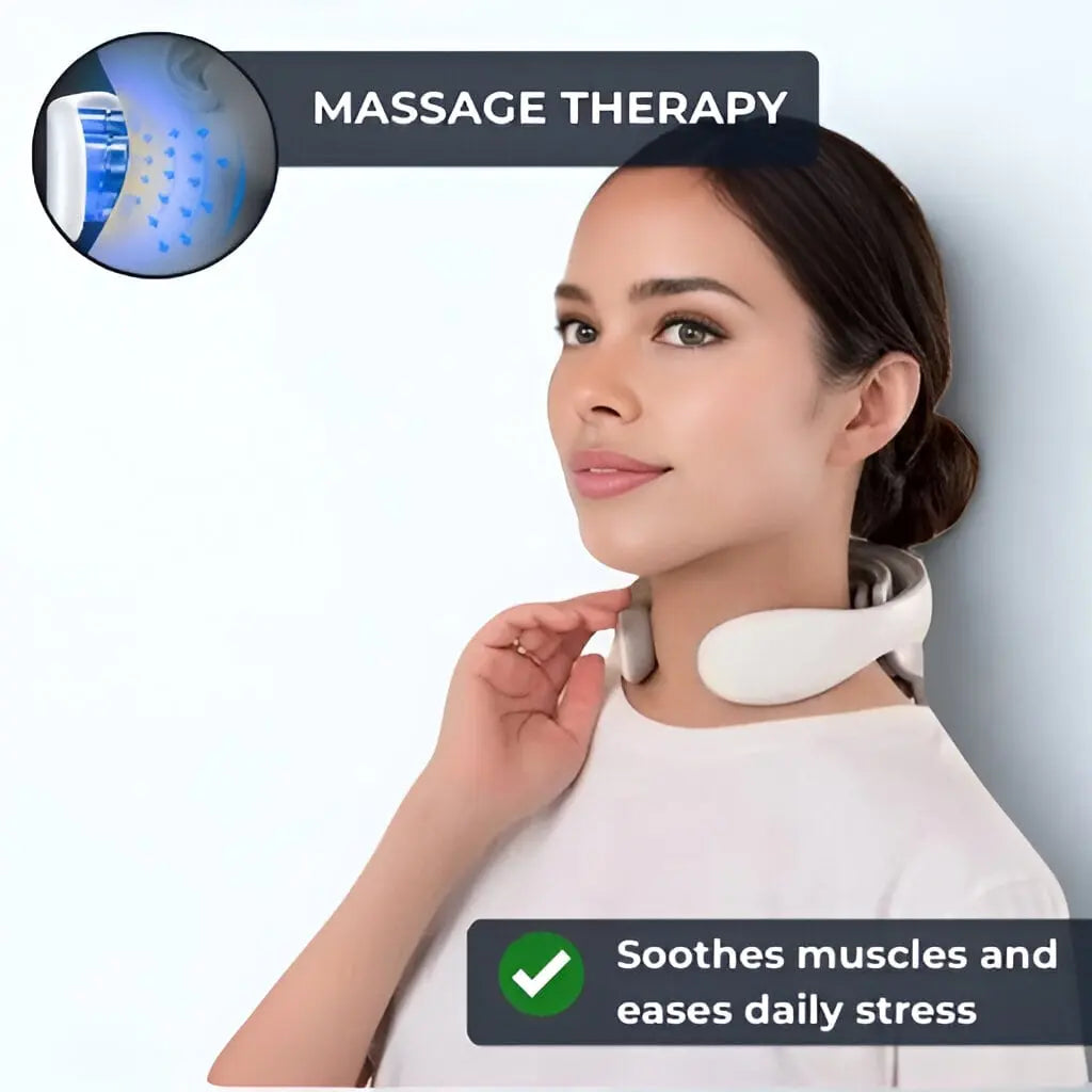 Elektrisk Nakkemassager med TENS, Varme og Vibration – Genopladelig Massageenhed til Nakke og Skuldre