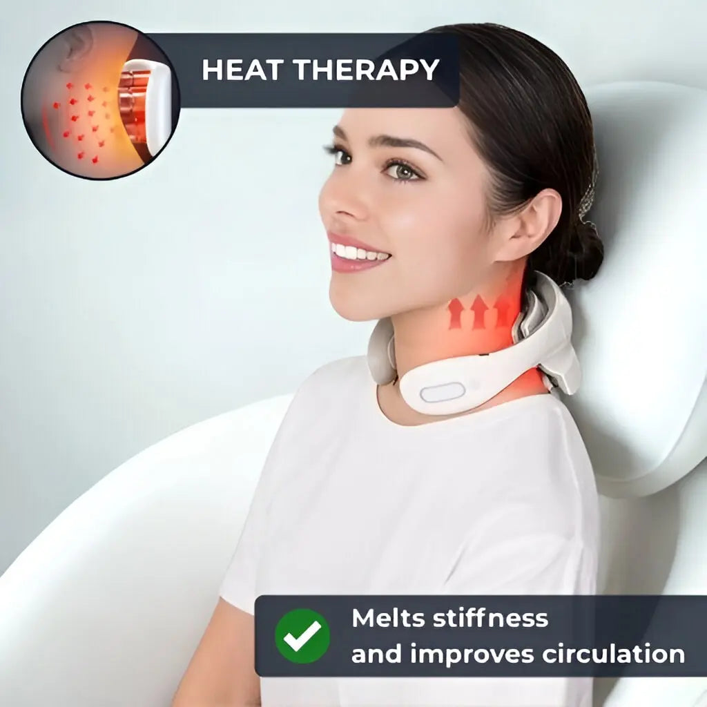 Elektrisk Nakkemassager med TENS, Varme og Vibration – Genopladelig Massageenhed til Nakke og Skuldre