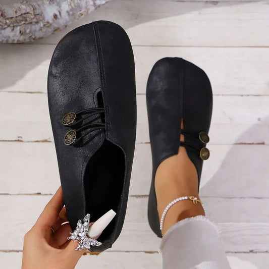 Komfortabel damesko med rund tå og slip-on design