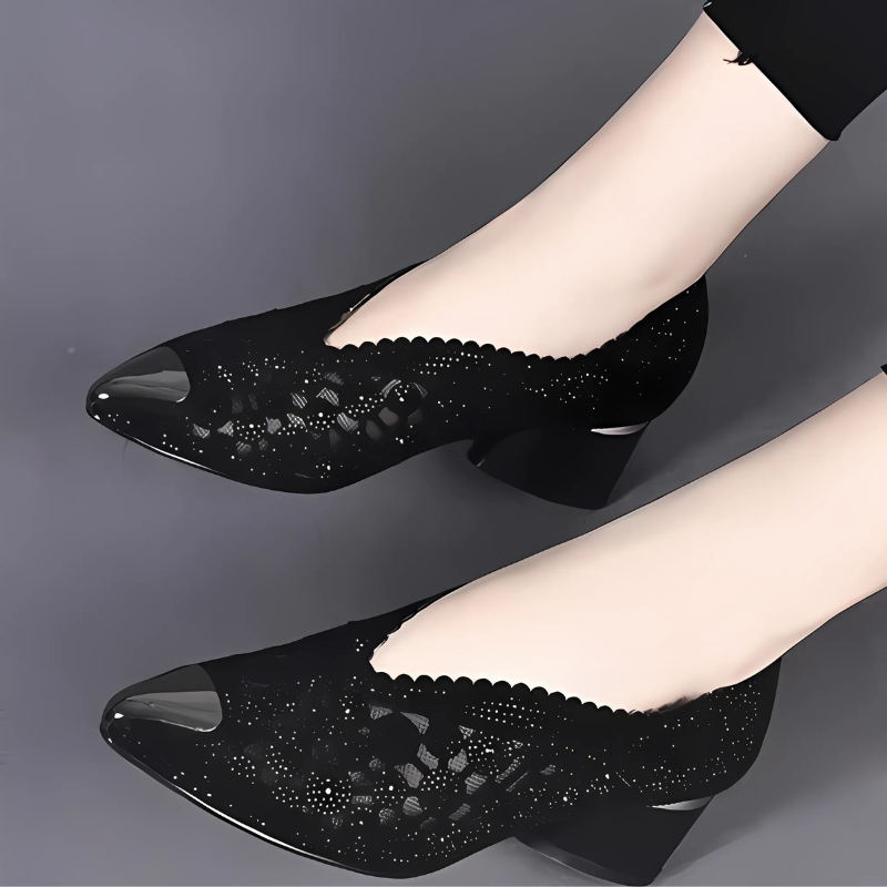 Mesh-hælesko til kvinder med krystal-accenter og glam look