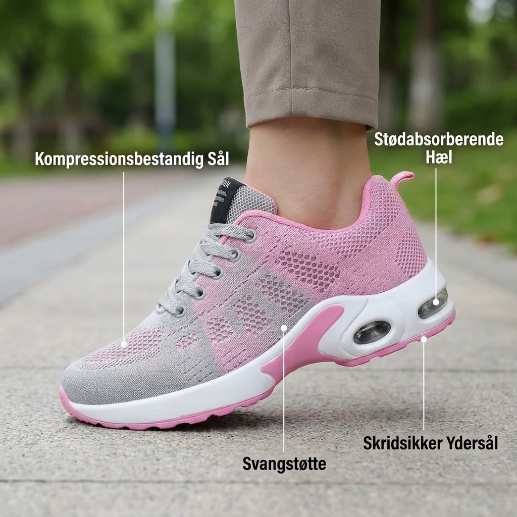 Komfortsko Pink – Let Sko med Stødabsorberende Sål, Åndbart Design og Skridsikkert Greb