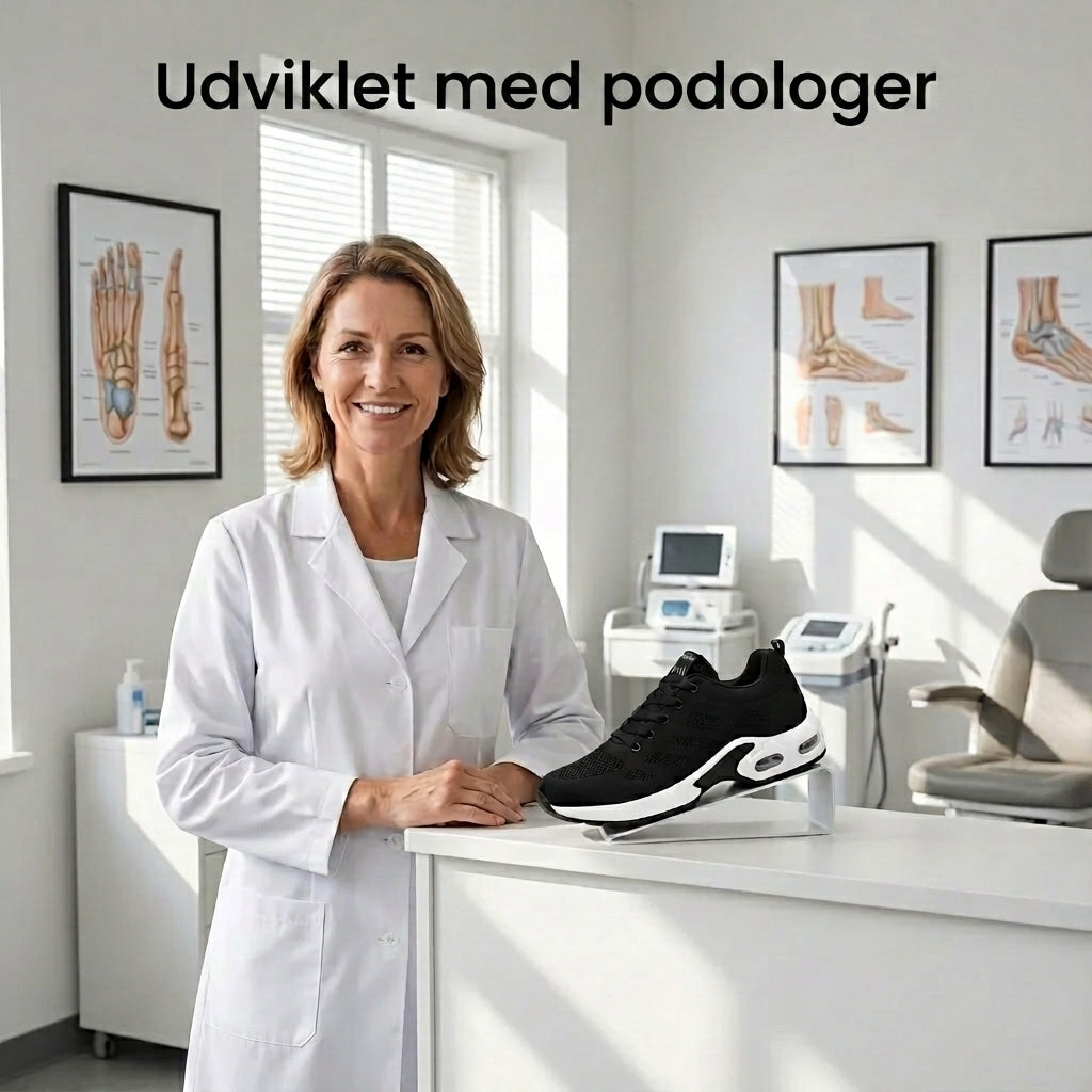 Komfortsko Rosa og Grå – Sko med Støttende Pasform, Stødabsorberende Sål og Skridsikkert Design
