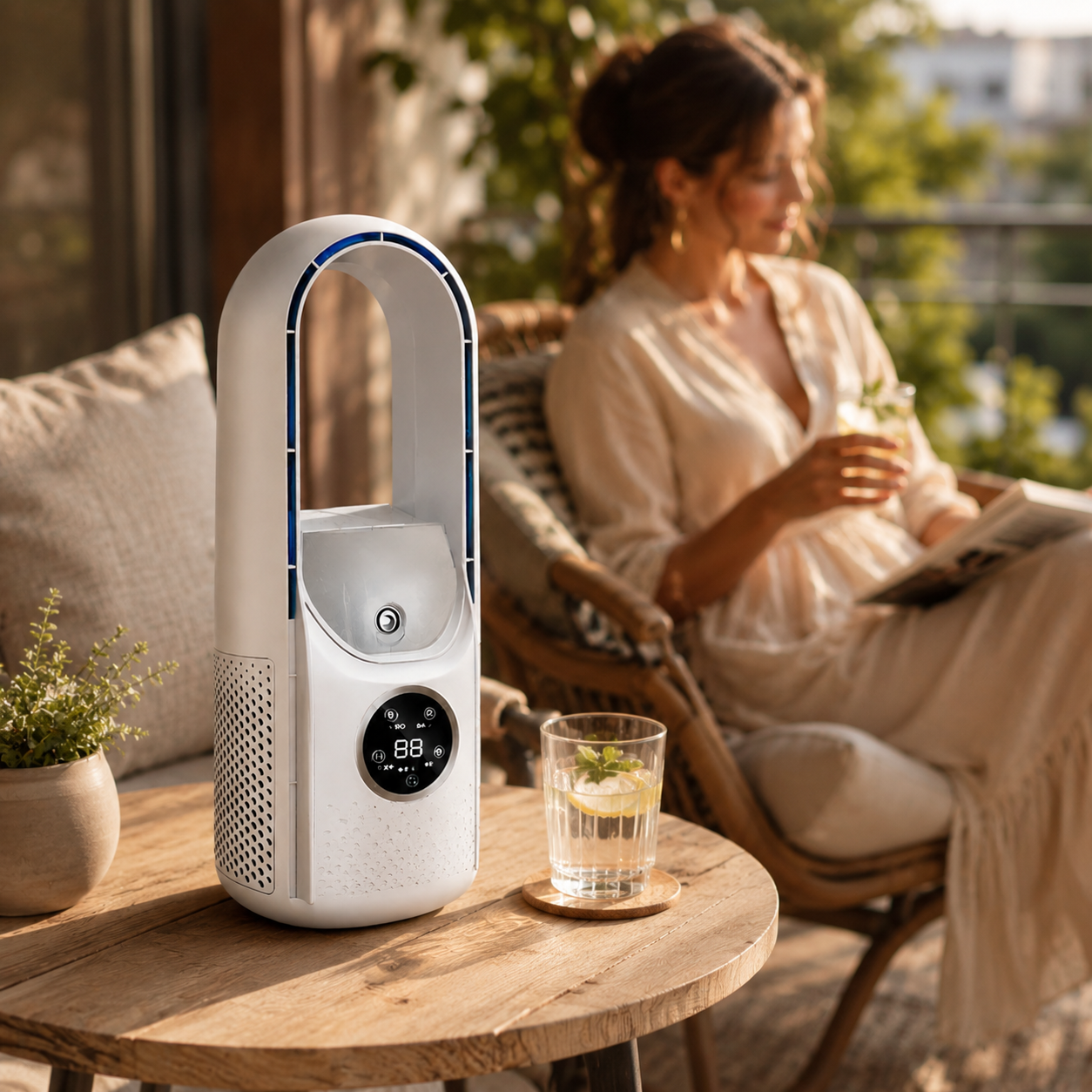 Transportabel bladløs køleventilator med airconditionfunktion