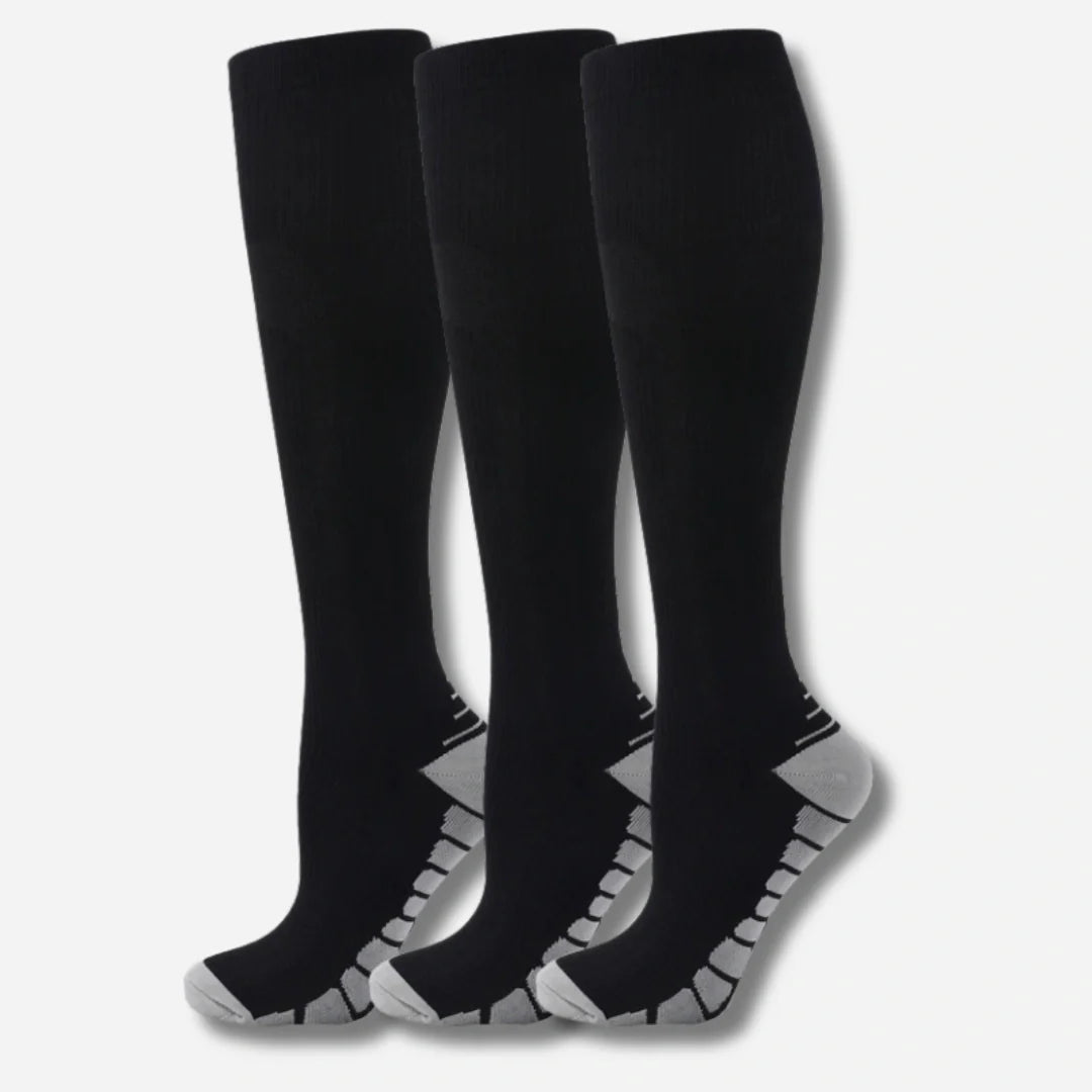 Knæhøje kompressionsstrømper i 3-pak – sporty unisex design