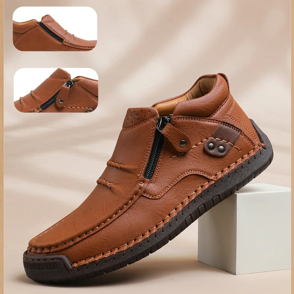 Retro-elegante slip-on herrestøvler i læderstil
