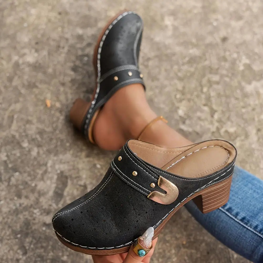 Chunky platform slip-on sandaler med lukket tå til kvinder