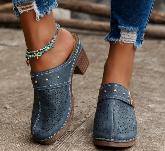 Chunky platform slip-on sandaler med lukket tå til kvinder